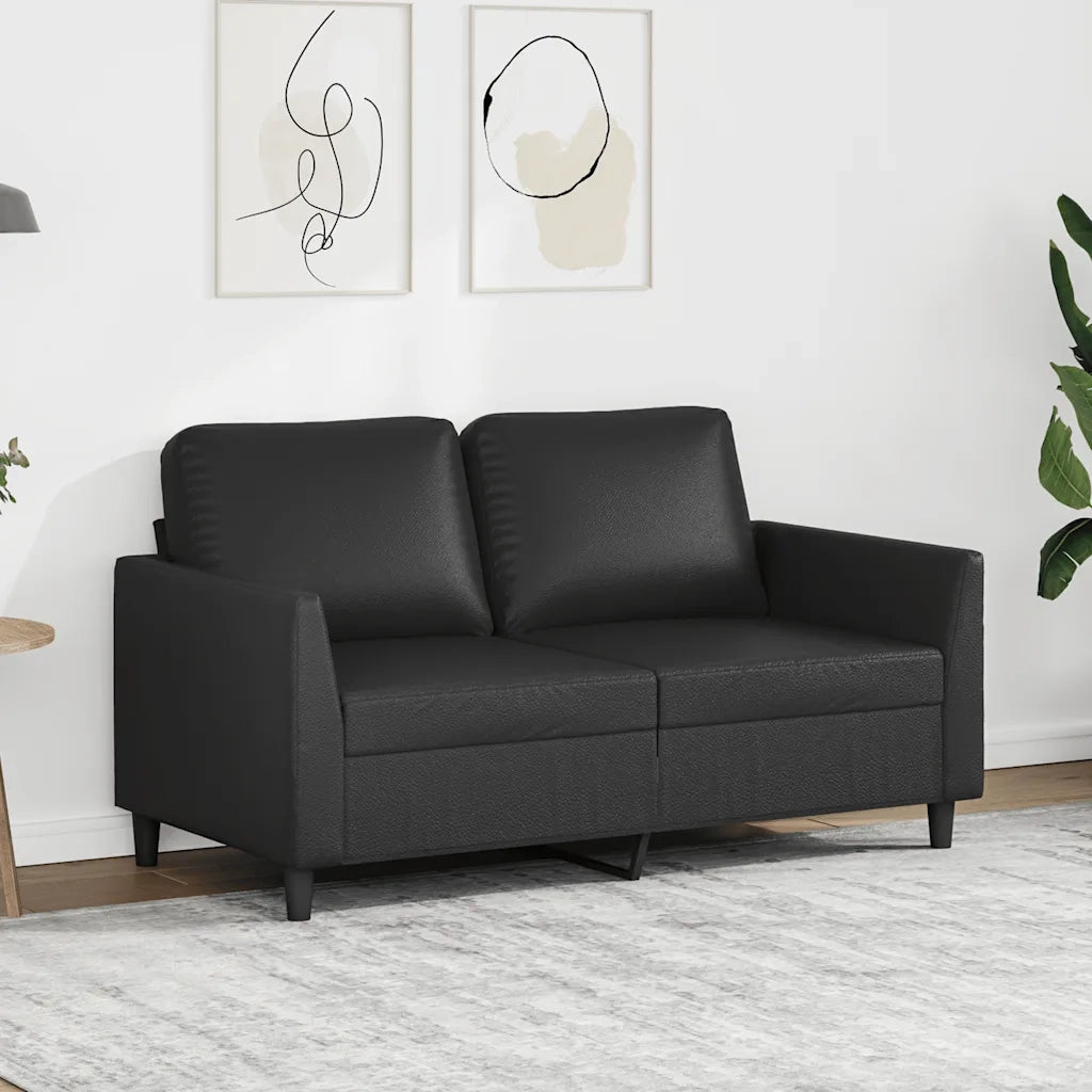 Divano a 2 Posti Nero 120 cm in Similpelle