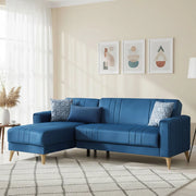 Aronix, Divano Letto con Penisola Contenitore, 225x151 cm blu