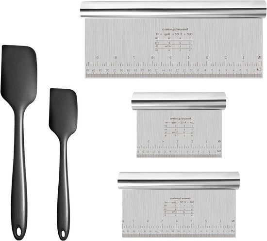 Set di 5 spazzole e spatole in acciaio inossidabile e silicone, resistente al calore fino a 315℃, ideale per la preparazione e la lavorazione del pane con variazione di misura