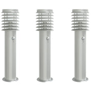 Lampade da Terra per Esterni Sensore 3 pz Argento 60 cm Acciaio CFW5104527