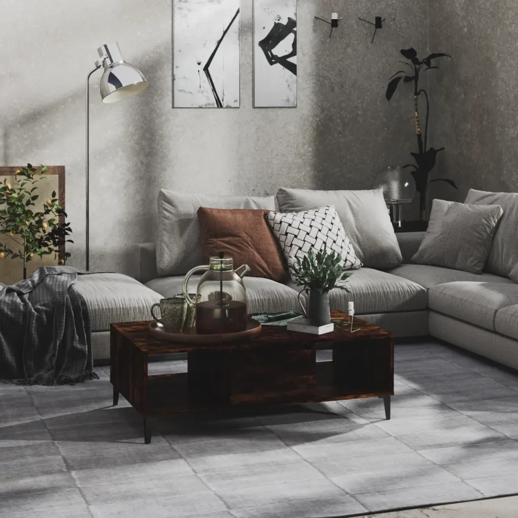 Tavolino da Salotto-Tavolino da soggiorno-Tavolo Rovere Fumo 103,5x60x35cm in Truciolato