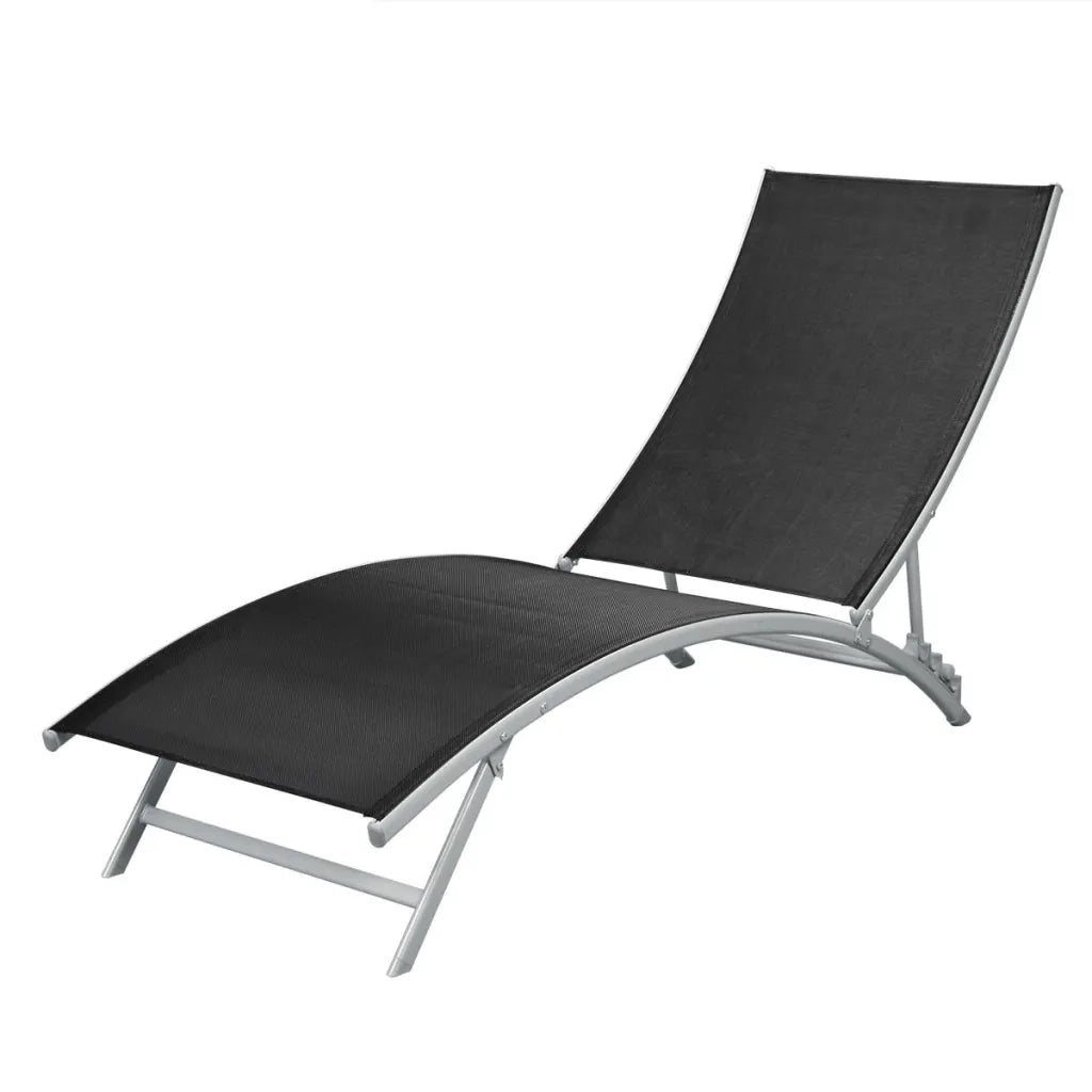 Lettino Prendisole in Acciaio e Textilene Nero cod mxl 27041