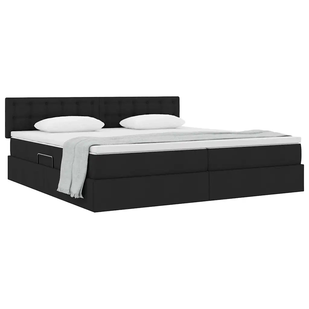 Letto con contenitore e materasso Nero 200 x 200 cm