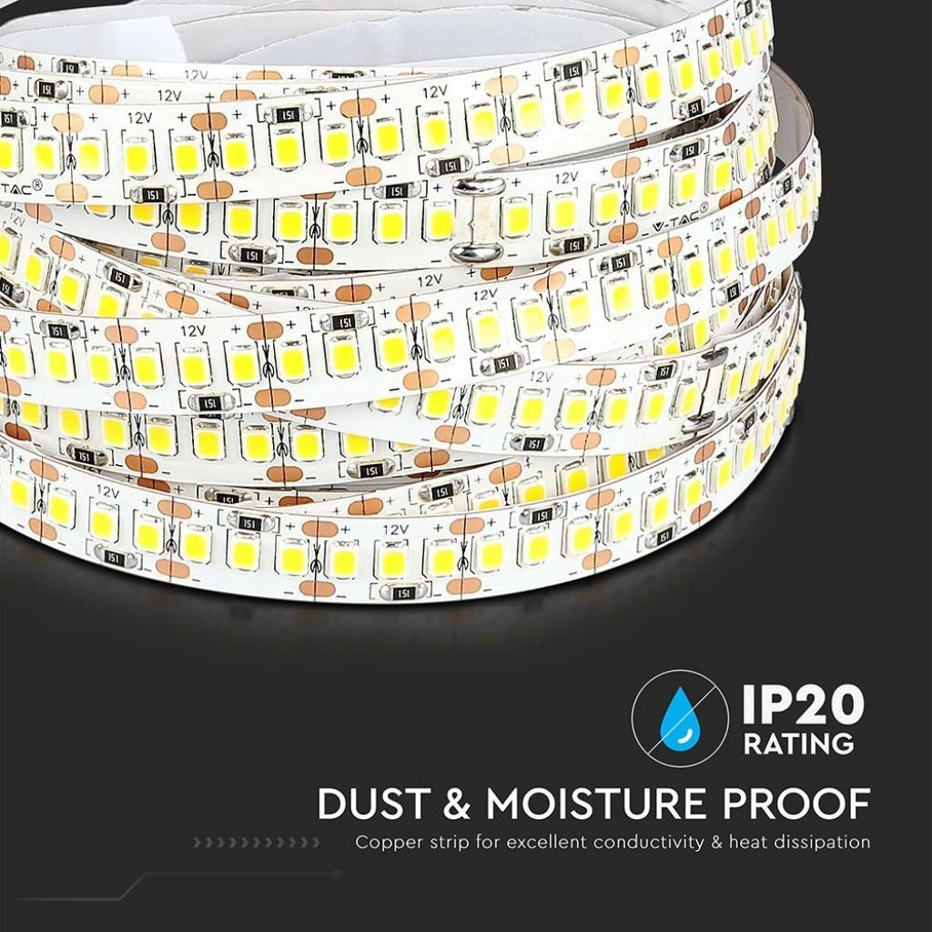 V-TAC VT-2835 204 Striscia Strip LED SMD2835 18W/mt 5mt 204 LED/mt 12V 4000K IP20 SKU 2462