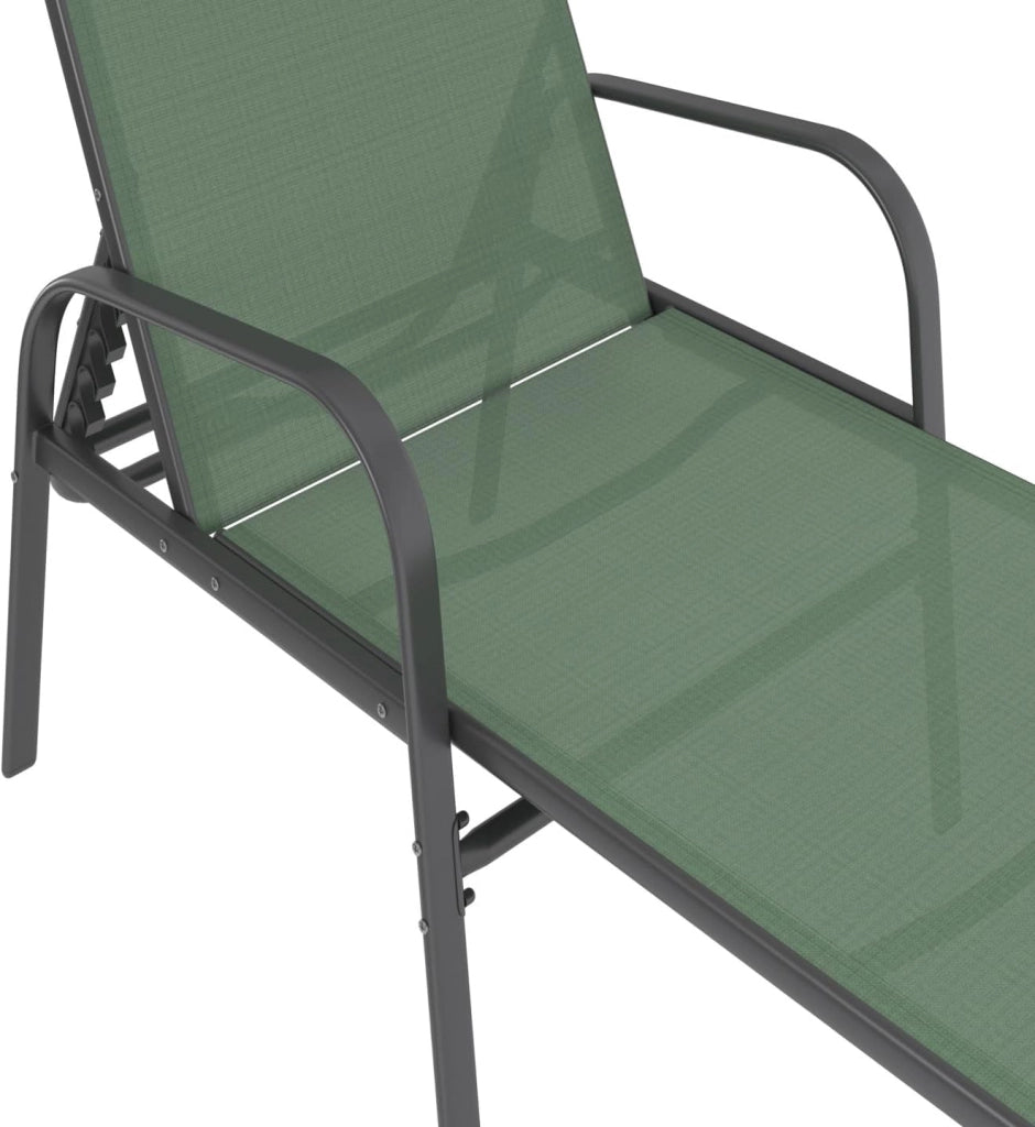 Set di 2 lettini da Giardino reclinabili FIDJI in Acciaio e Tessuto Verde Oliva