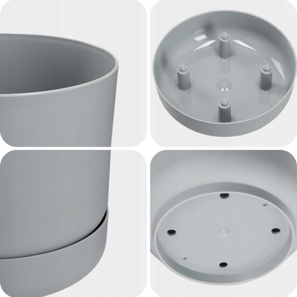Vaso da fiori KADAX con supporto, coperchio, ciotola rotonda, 17 cm, grigio opaco