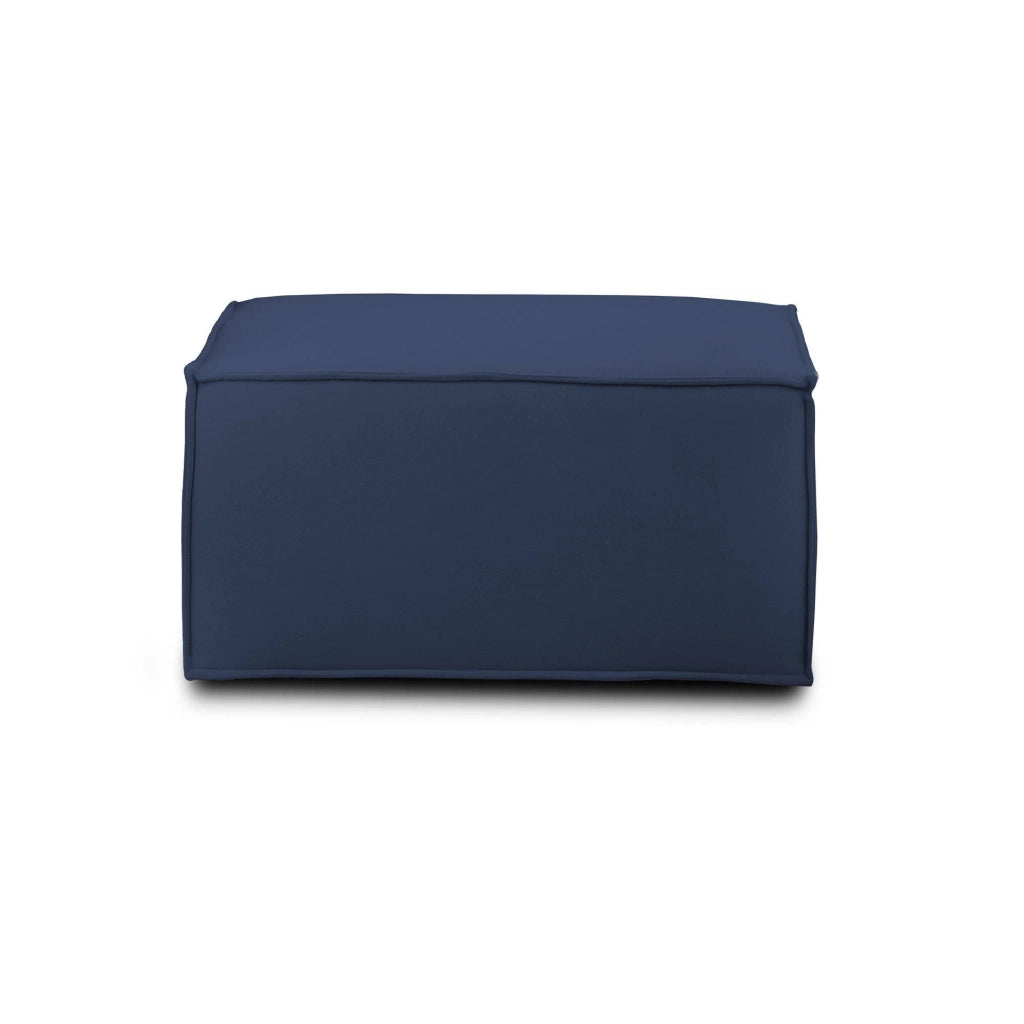 Pouf Avolasca, Pouf da salotto, 100% Made in Italy, Poltroncina relax in tessuto imbottito, Cm 80x70h43, Blu