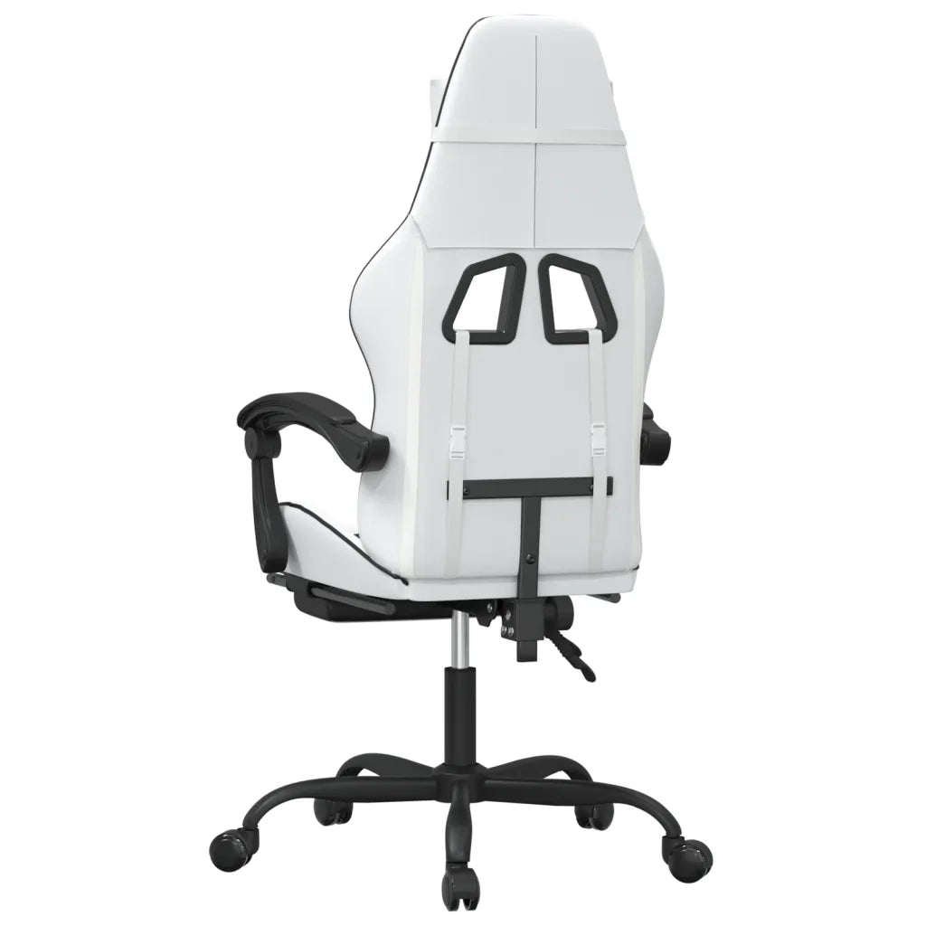 Sedia da Gaming con Poggiapiedi Bianco e Nero in Similpelle 3143864