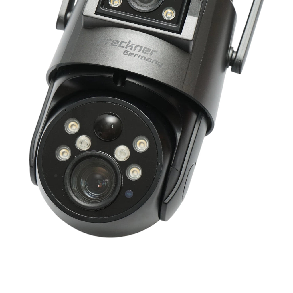 Telecamera di sorveglianza con lente doppia 6 MP, 4G, WIFI 2.4 GHz, pannello solare, batteria da 10.000 mAh, controllo PTZ a 360°, rilevamento umano PIR, visione notturna e applicazione Ubox