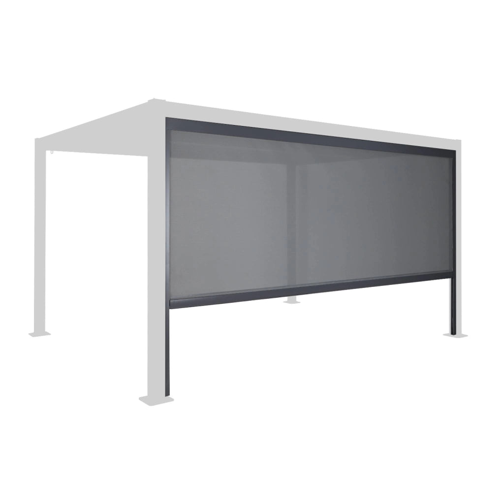 Pergola bioclimatica 3x4m in alluminio e acciaio + tenda 4m, antracite