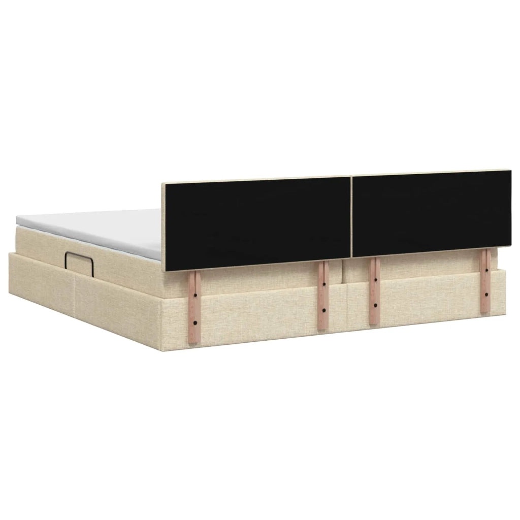 Letto con contenitore e materasso Crema 200 x 200 cm Velluto 3458647