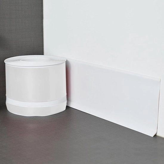 Striscia di chiusura autoadesiva in PVC - Striscia pieghevole flessibile - Piastrelle acqua resistenti per cucina - Bianco - 25 m
