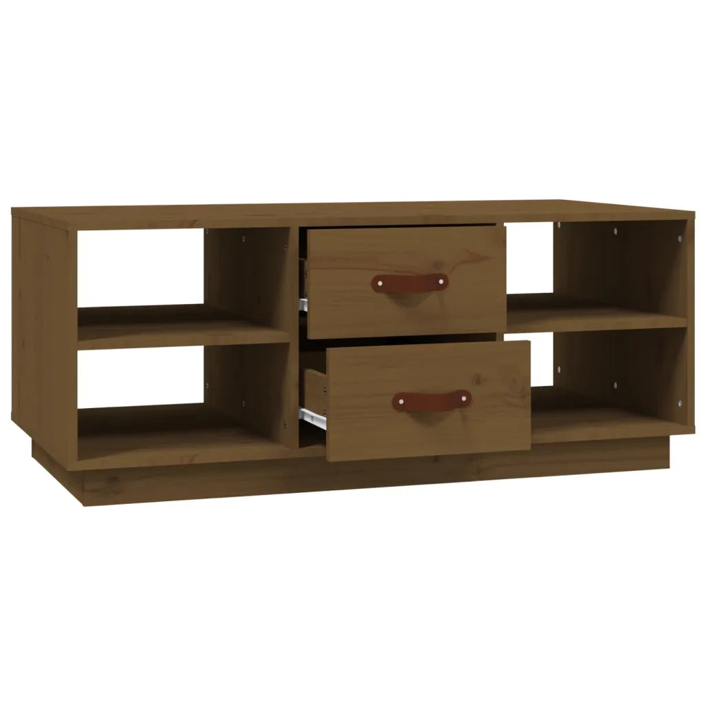 Tavolino da Salotto-Tavolino da soggiorno-Tavolo ambra 100x50x41cm in Legno Massello di Pino 131198