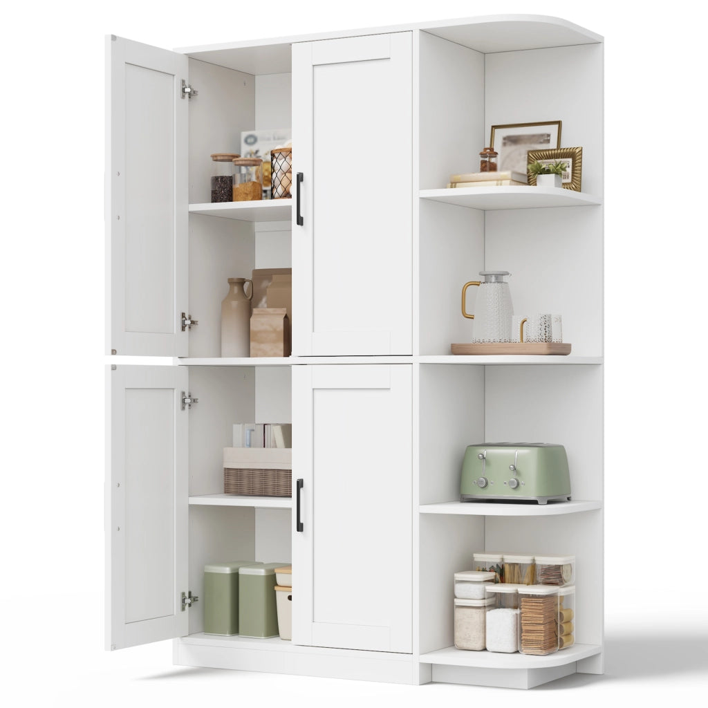 Armadio cucina alto con 4 ante e 4 vani aperti, ripiani regolabili, 103 × 40 × 163 cm, bianco