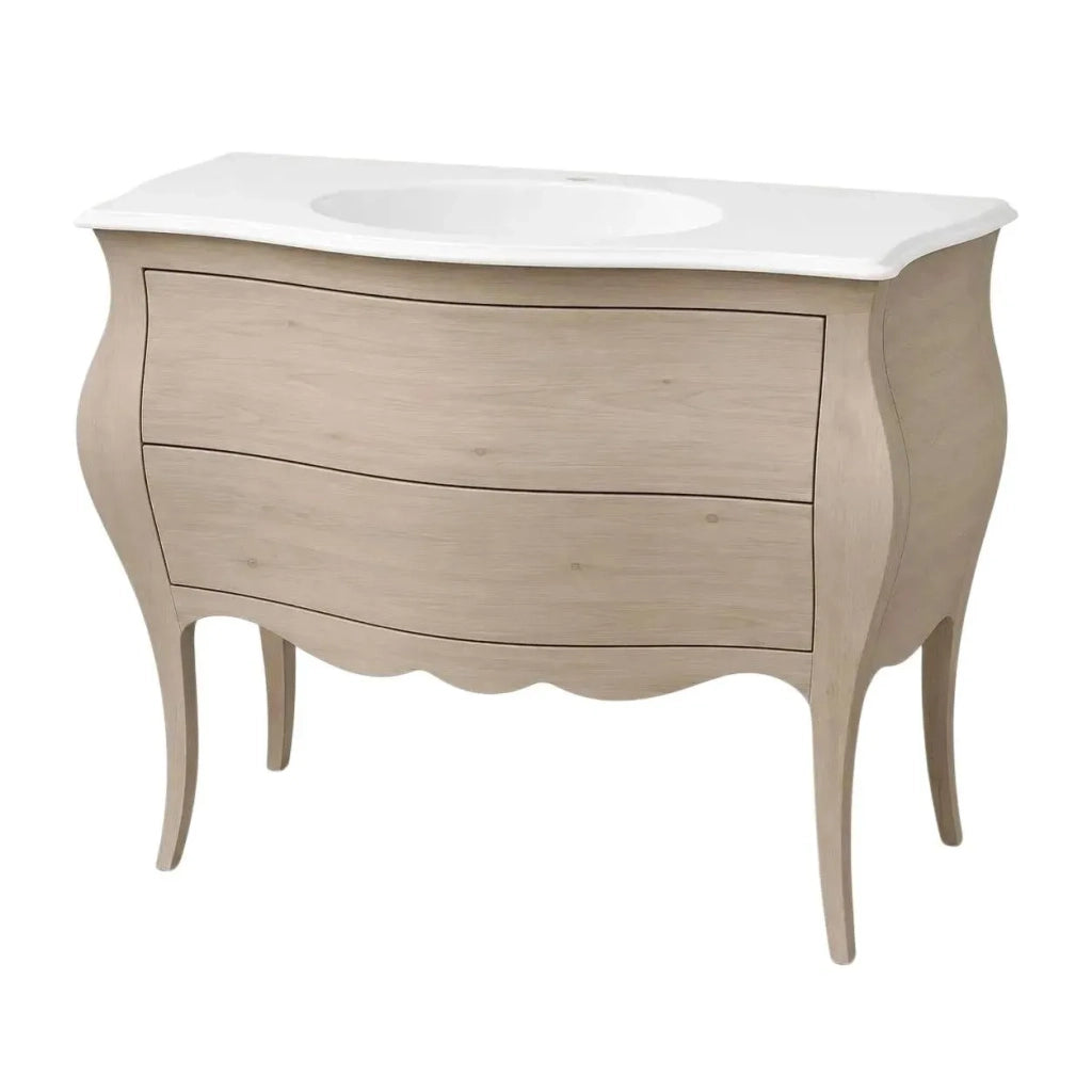 Mobile bagno bombato 2 cassetti grezzo  l.108 p.55 h.82 (3024) - Mobili 2G