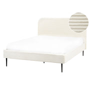 Letto bianco sporco velluto a coste testiera con rete a doghe 140 x 200 cm design minimalista