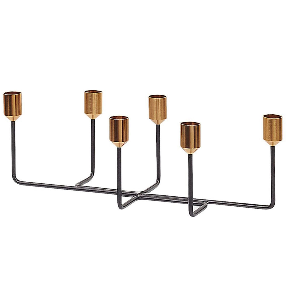 Portacandele Supporto in metallo Nero e dorato per 6 candele Decorazione moderna