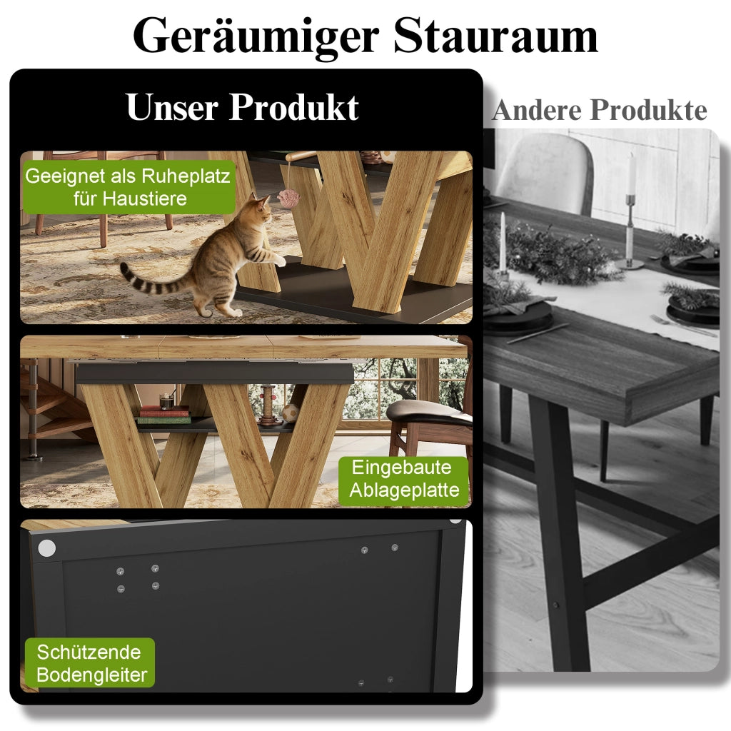 TAVOLO ALLUNGABILE 119-158,5 x 80 x 75 cm MDF Nero/Naturale