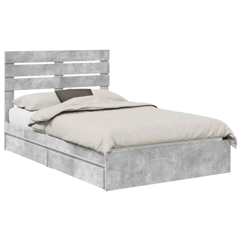 Letto con Contenitore con testiera Grigio cemento 135 x 190 cm 3411576