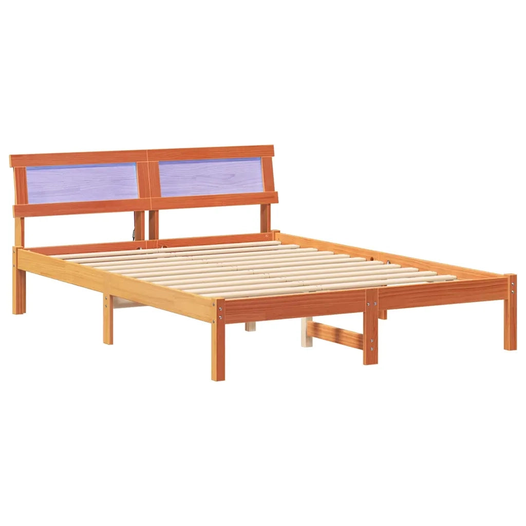 vidaXL Struttura del letto con testiera Cera marrone 135 x 190 cm