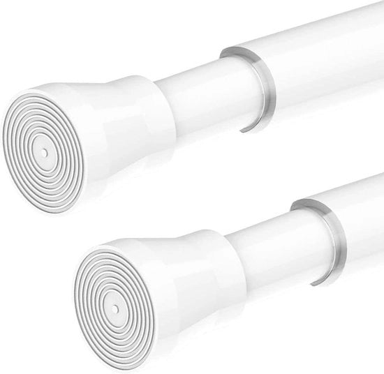 Set di maniglie per doccia senza fori - set di 2 maniglie telescopiche maniglie per tende maniglie per tende da bagno - 90-160cm - bianco