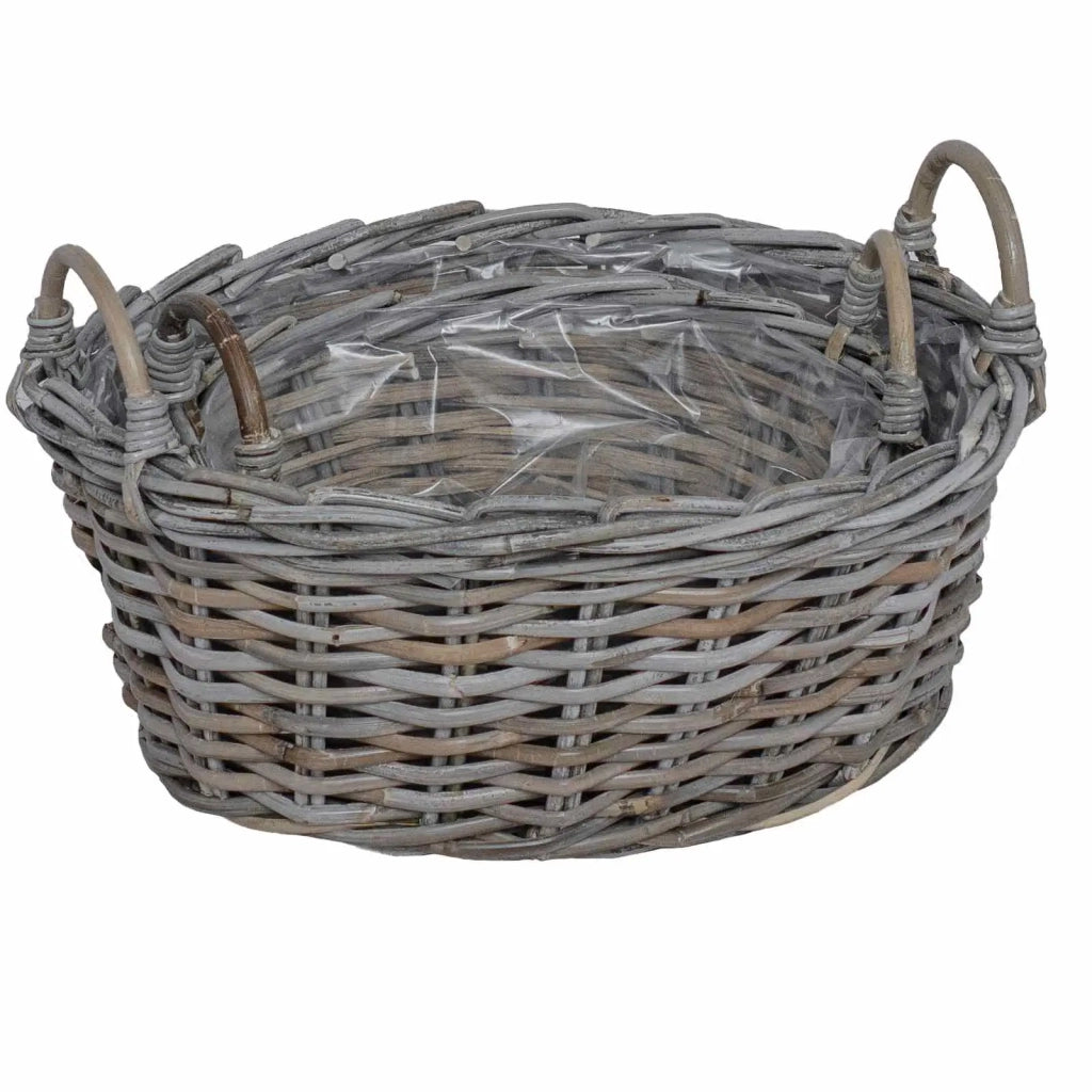 Cesto per Piante con archiviazione 2 pcs Grigio Rattan Lacak