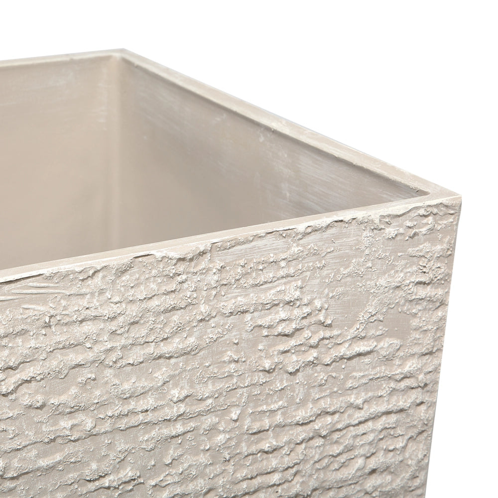 Vaso per piante alto in pietra beige 40 x 40 x 81 cm Fioriera per interni ed esterni