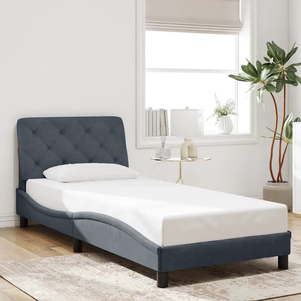Giroletto senza Materasso Grigio Scuro 90x200 cm Velluto
