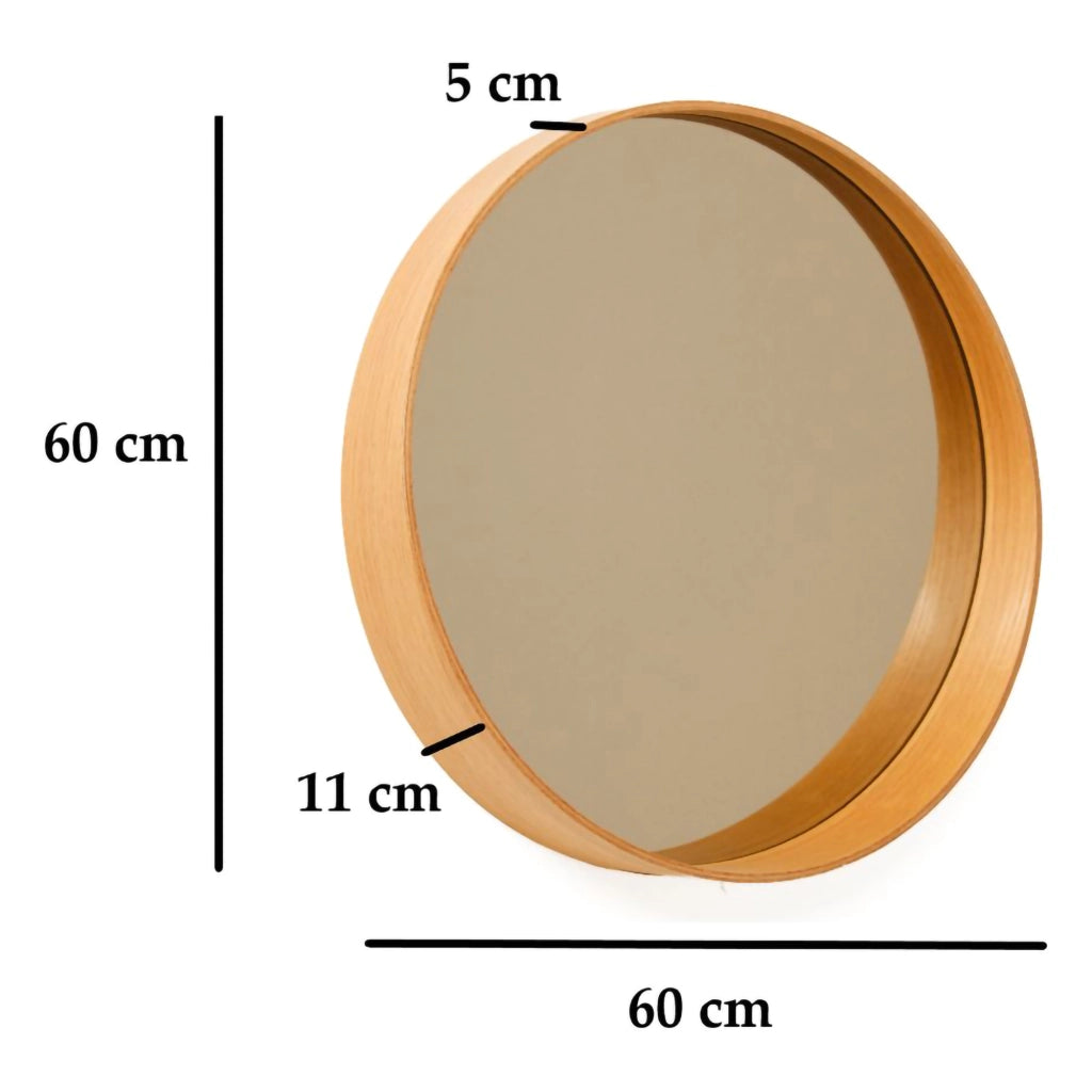 Telve, Specchio Forma Rotondo, 60x60h cm Marrone Rovere