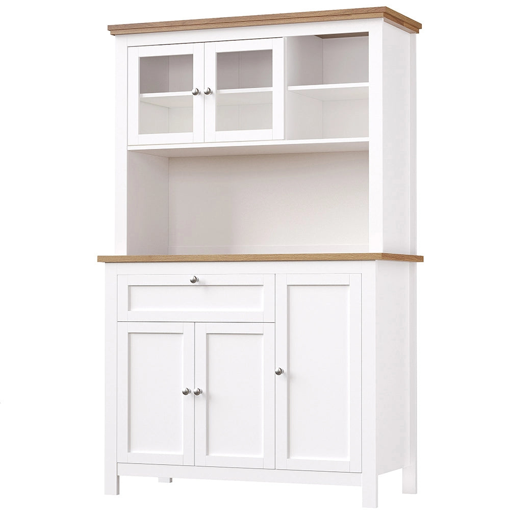 Armadio da cucina alto - Xylo - 104??40??180 cm - Bianco - Vetrina, illuminazione LED, colori variabili, ripiani regolabili