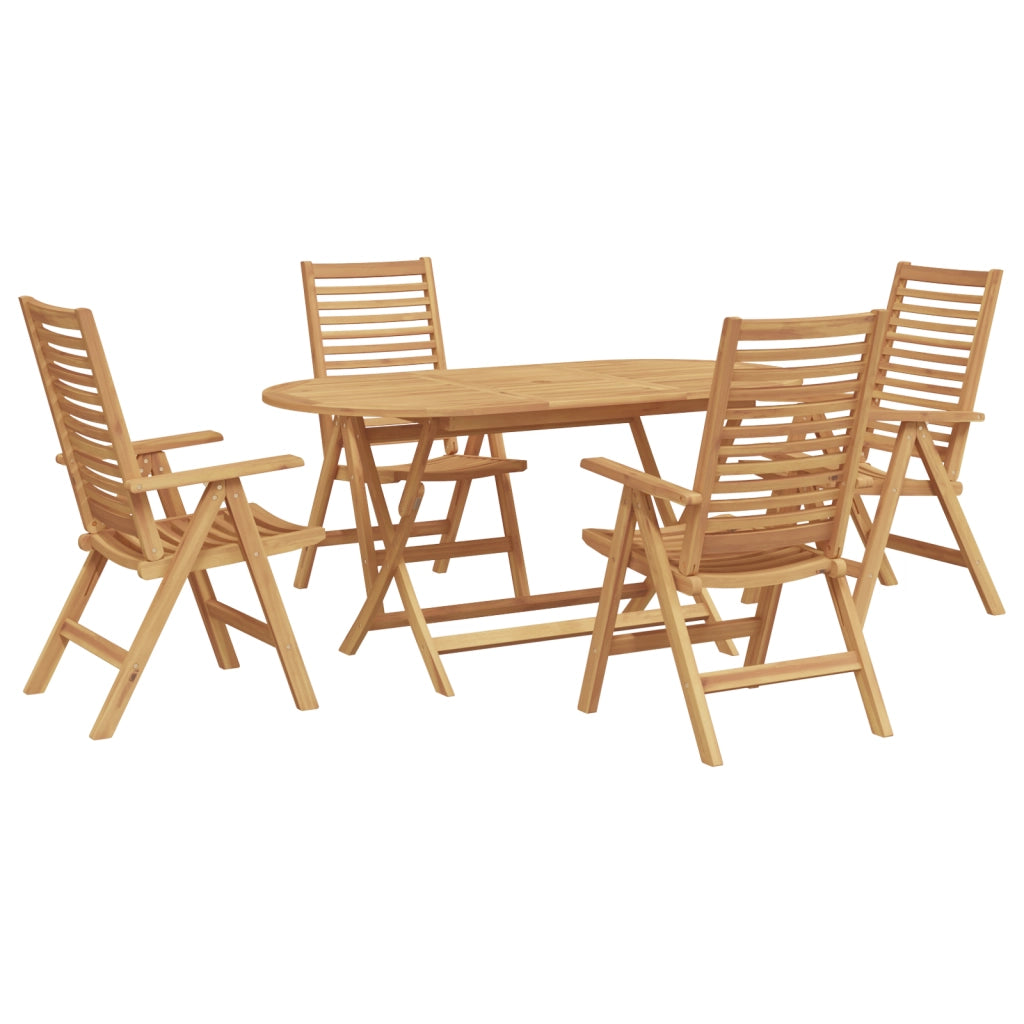 Set da pranzo da giardino  5 pezzi pieghevole in legno massello di teak