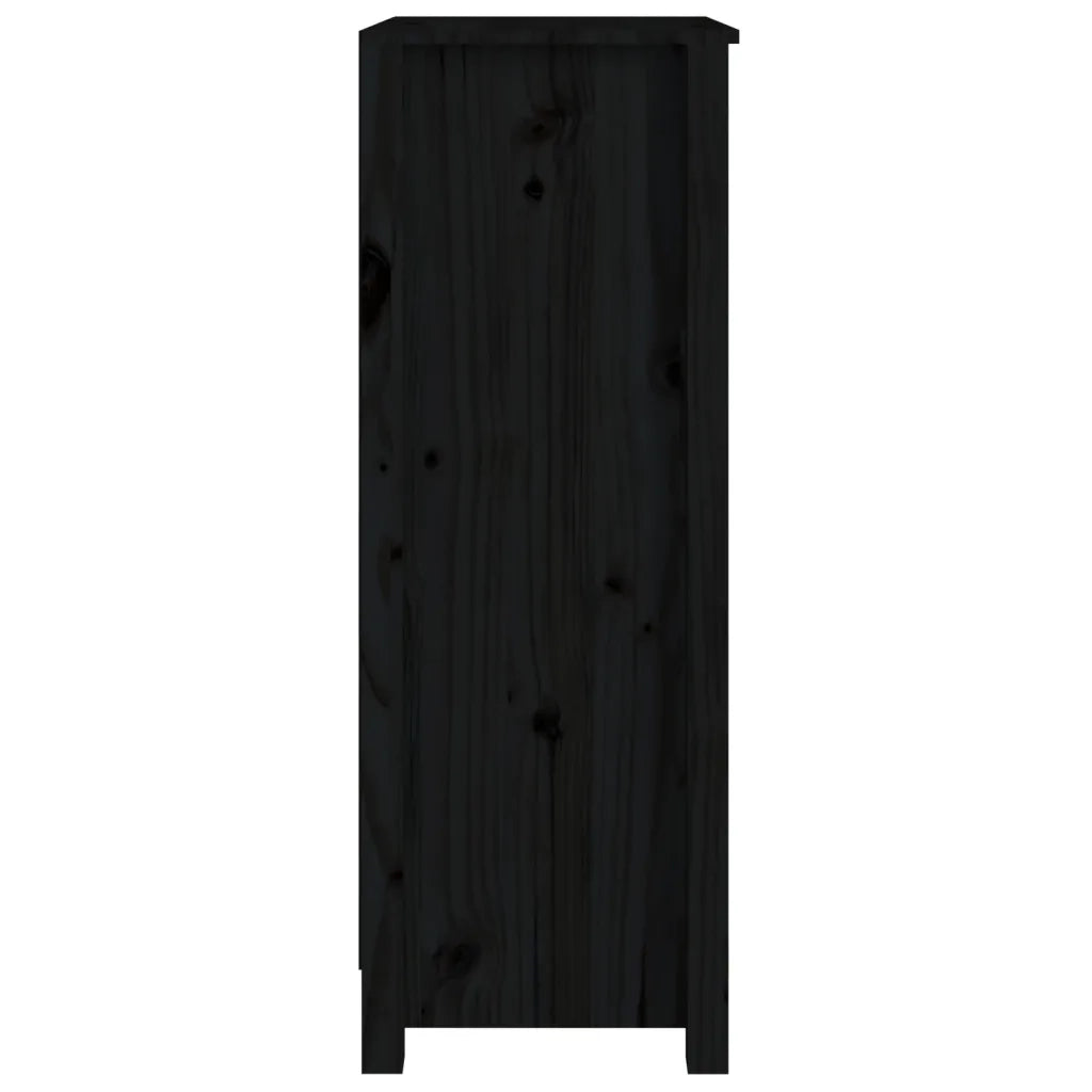 Libreria Nera 50x35x97 cm in Legno Massello di Pino