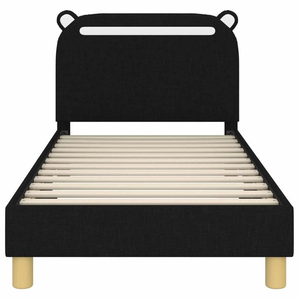 Struttura letto Bambini | Letto Infantile | Lettino con testata Nero 80 x 160 cm Tessuto