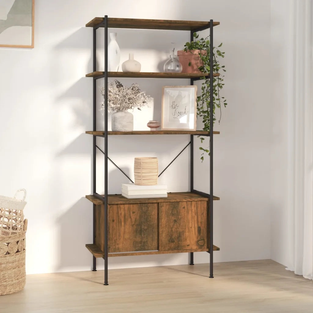 Scaffalatura 5 Livelli con Mobile 80x40x163 cm Acciaio e Legno CFW8963604