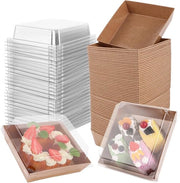 75 Pezzi di Cassa per Trasporto della Torta - Scatola - 13,5 x 12,5 x 6,5 cm - Scatole per Torta - Scatole per Cupcake - Scatole per Torta con Coperchio - Scatole Bento per Torta - Sandwich - Macarons - Biscotti (Marrone)
