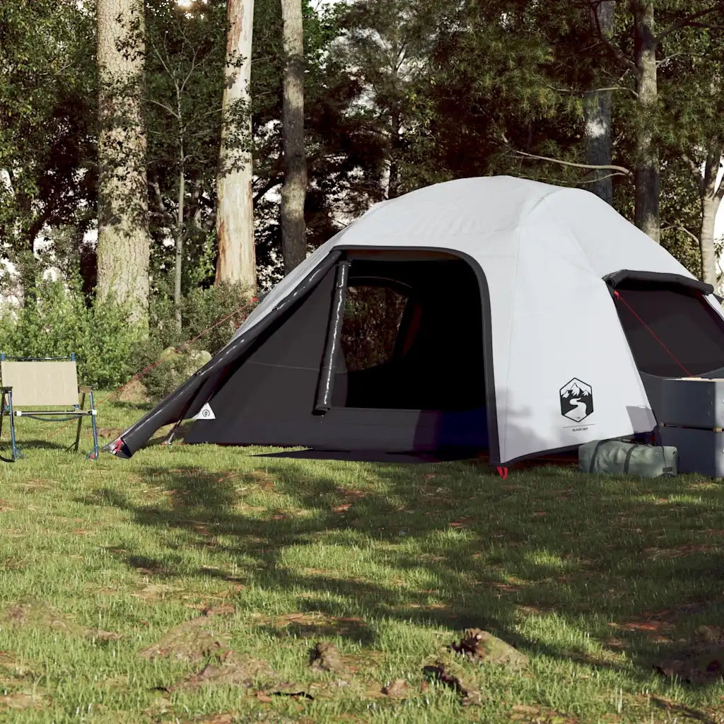 Tenda Campeggio a Cupola 4 Persone Bianca Tessuto Impermeabile 94722