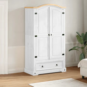 vidaXL Armadio Corona Bianco 102x52x186 cm in Legno Massello di Pino