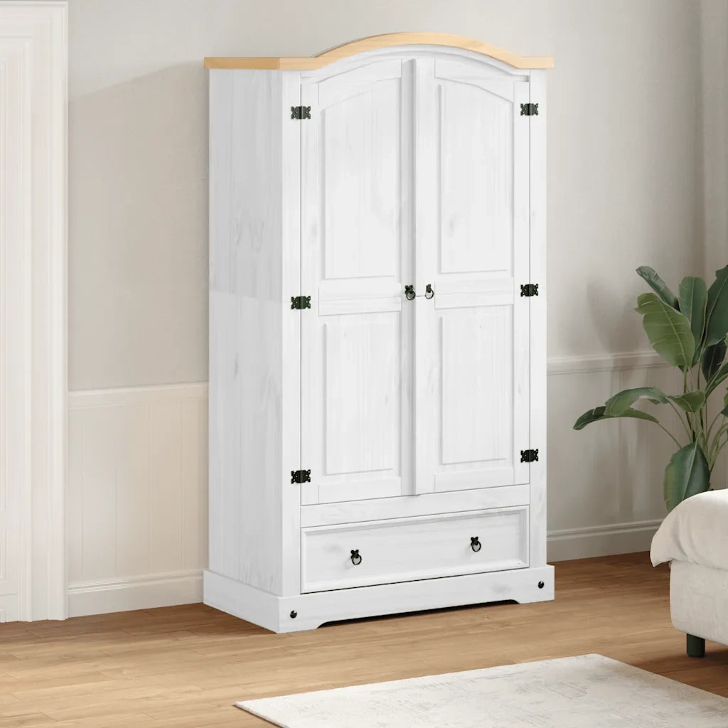 vidaXL Armadio Corona Bianco 102x52x186 cm in Legno Massello di Pino