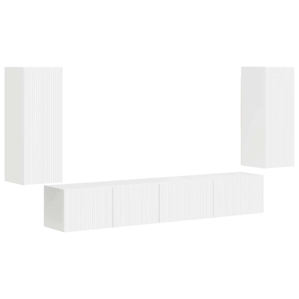 Set mobile TV 4 pcs Bianco Legno multistrato 3409159