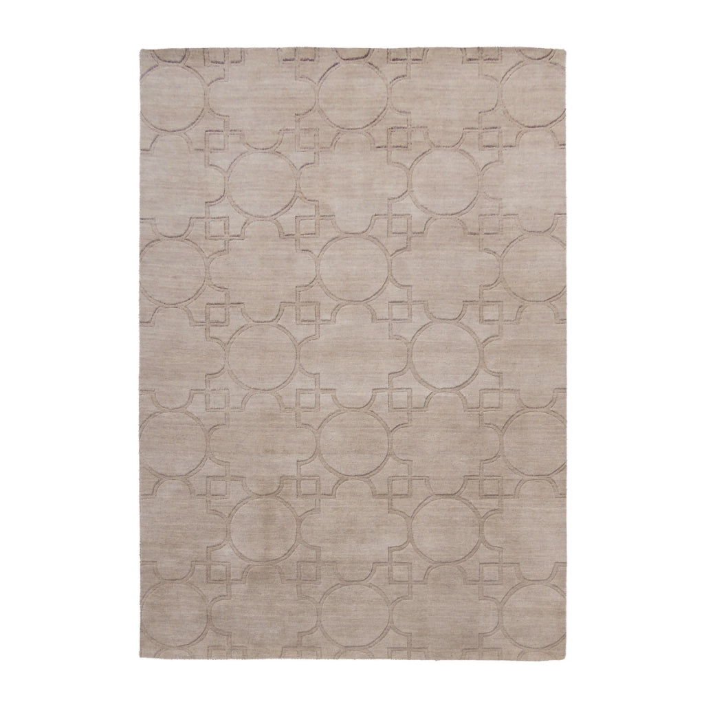 Tappeto in lana Ganges beige con effetto 3D