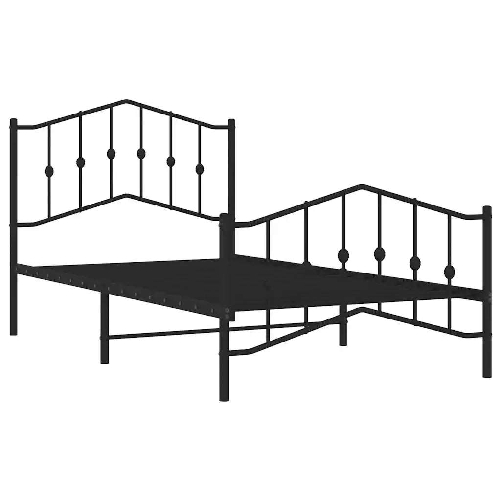 Letto singolo | Letto per adulti | Giroletto con Testiera e Pediera Metallo Nero 100x190 cm
