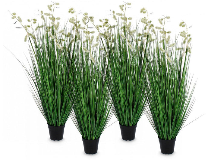 Set 4 Piante Artificiali con Vaso Ø 90x120 cm Grevillea in Plastica Bianco