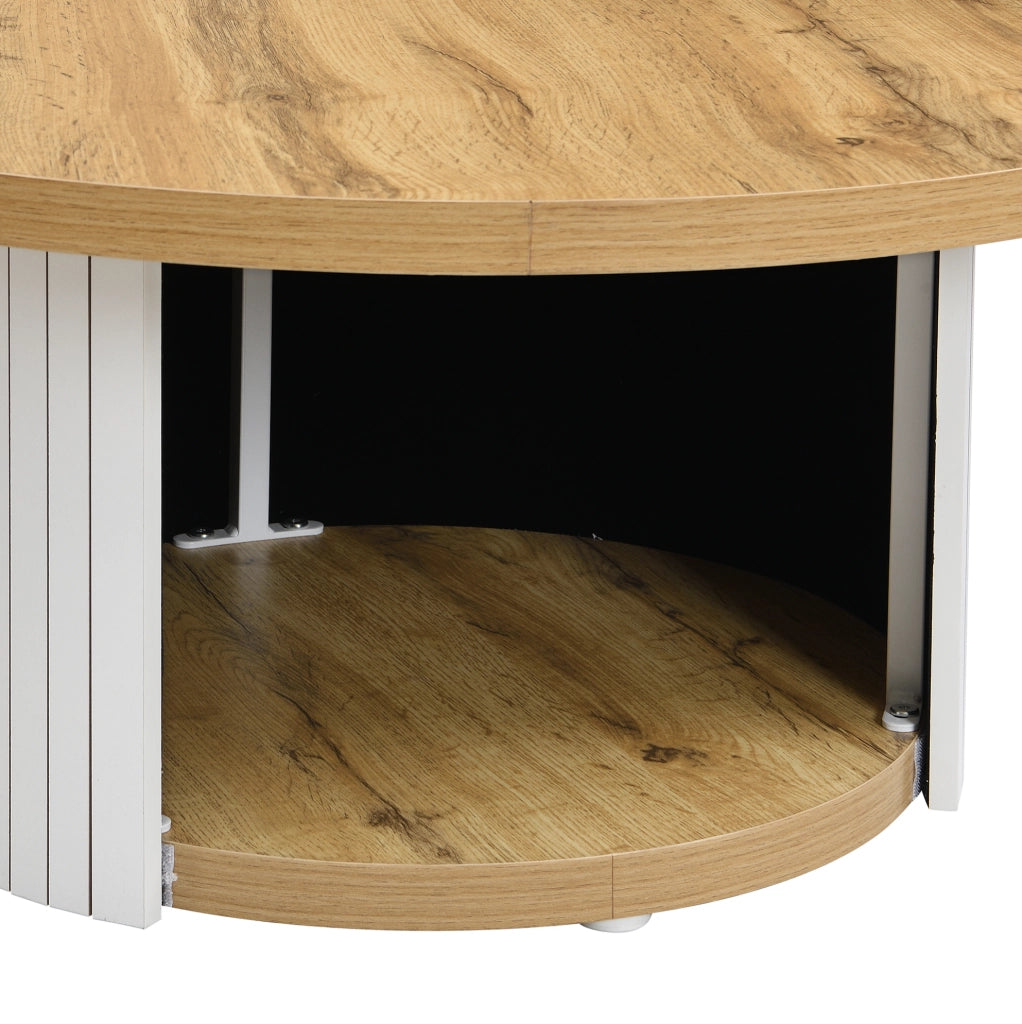 Set tavolino rotondo 75 cm e tavolino d'appoggio 45 cm in MDF naturale