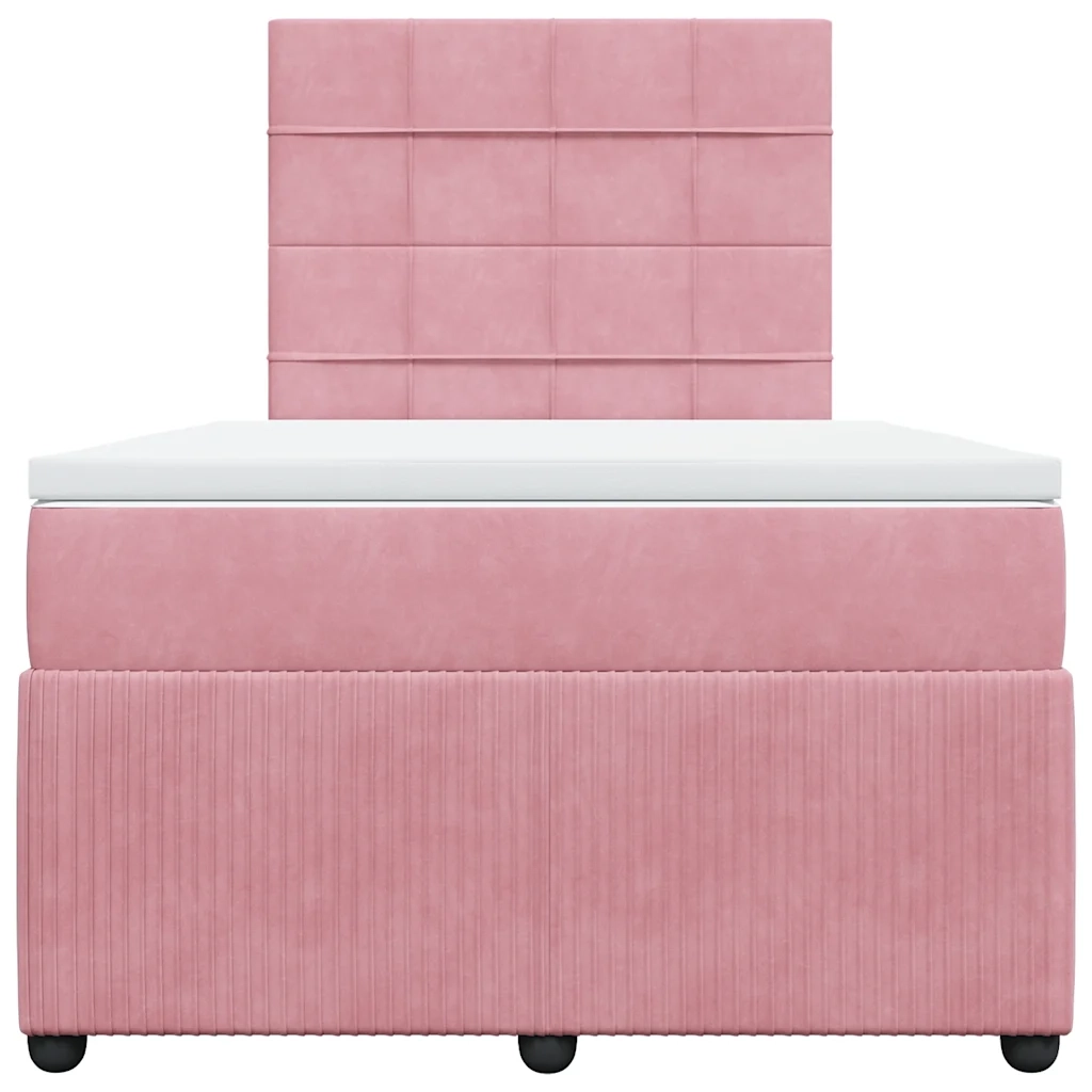 vidaXL Giroletto a Molle con Materasso Rosa 120x190 cm in Velluto