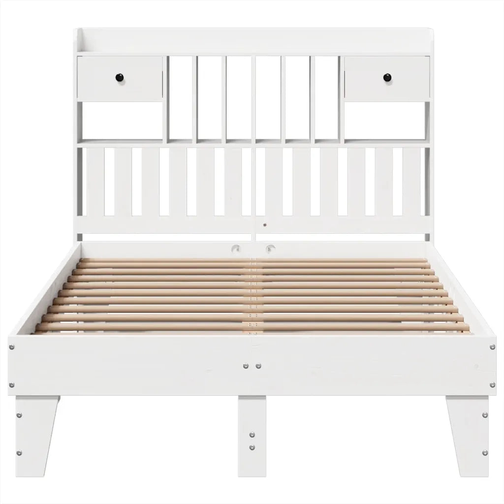Letto senza Materasso Bianco 135x190 cm Legno Massello di Pino 3308859