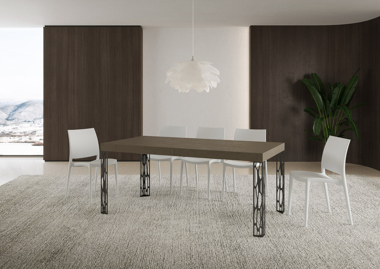 Tavolo Allungabile 180-284x90x77 cm Ghibli Tortora Telaio Antracite