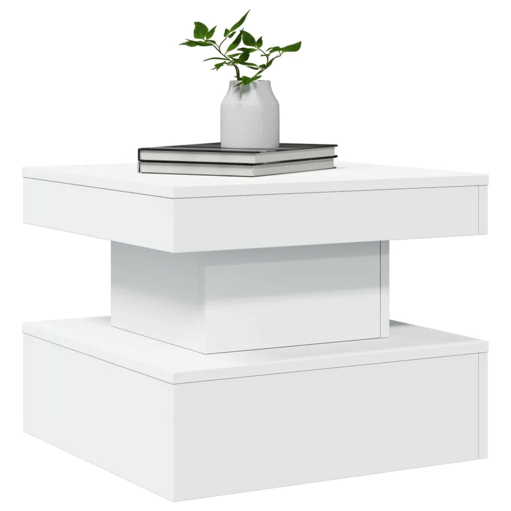 Tavolino da salotto | Tavolino da caff¨¨ | Tavolino da Soggiorno con Luci LED Bianco 50x50x40 cm