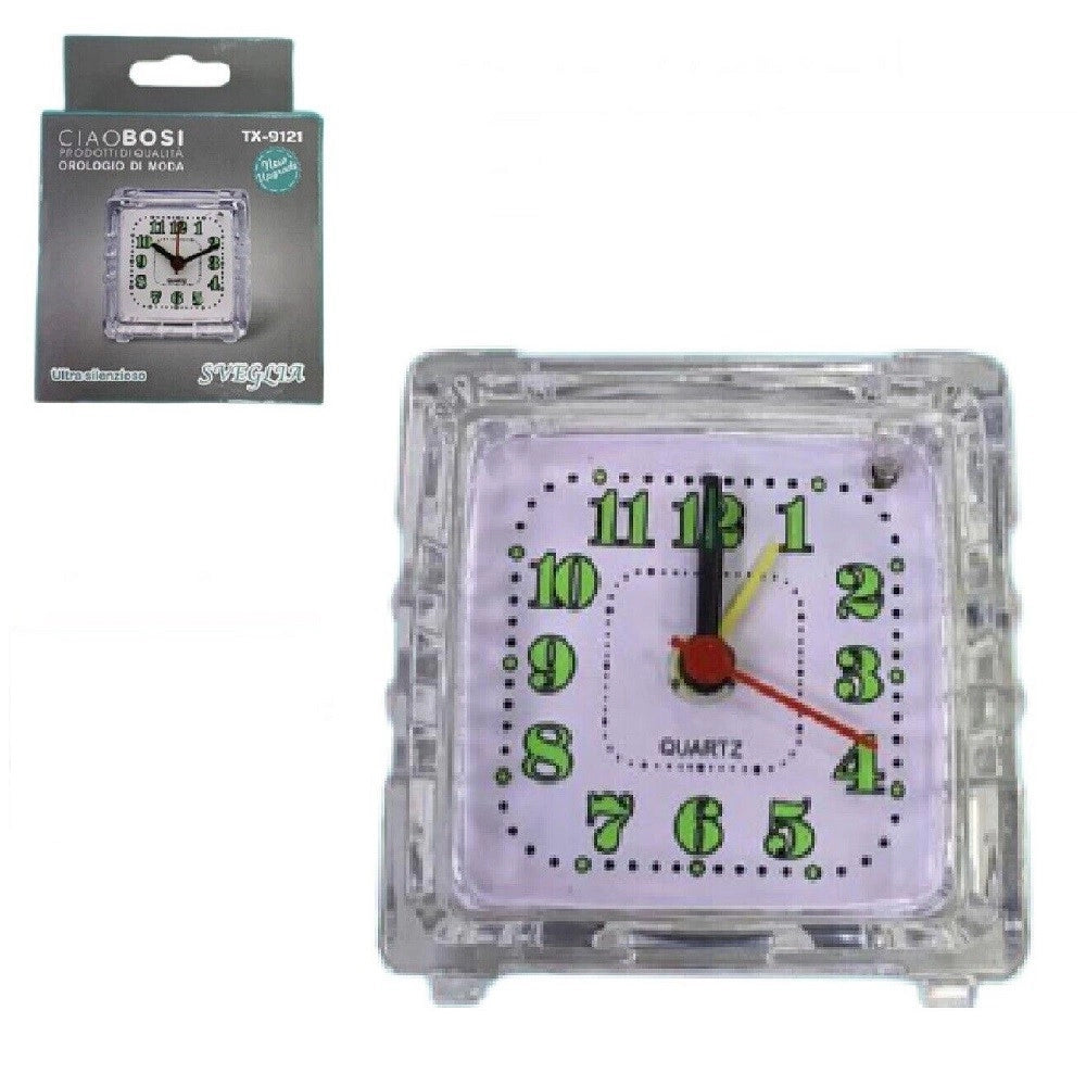 Trade Shop - Orologio Sveglia Analogica Luce Notturna Tx-9121 Allarme Tavolo Camera Silenziosa -