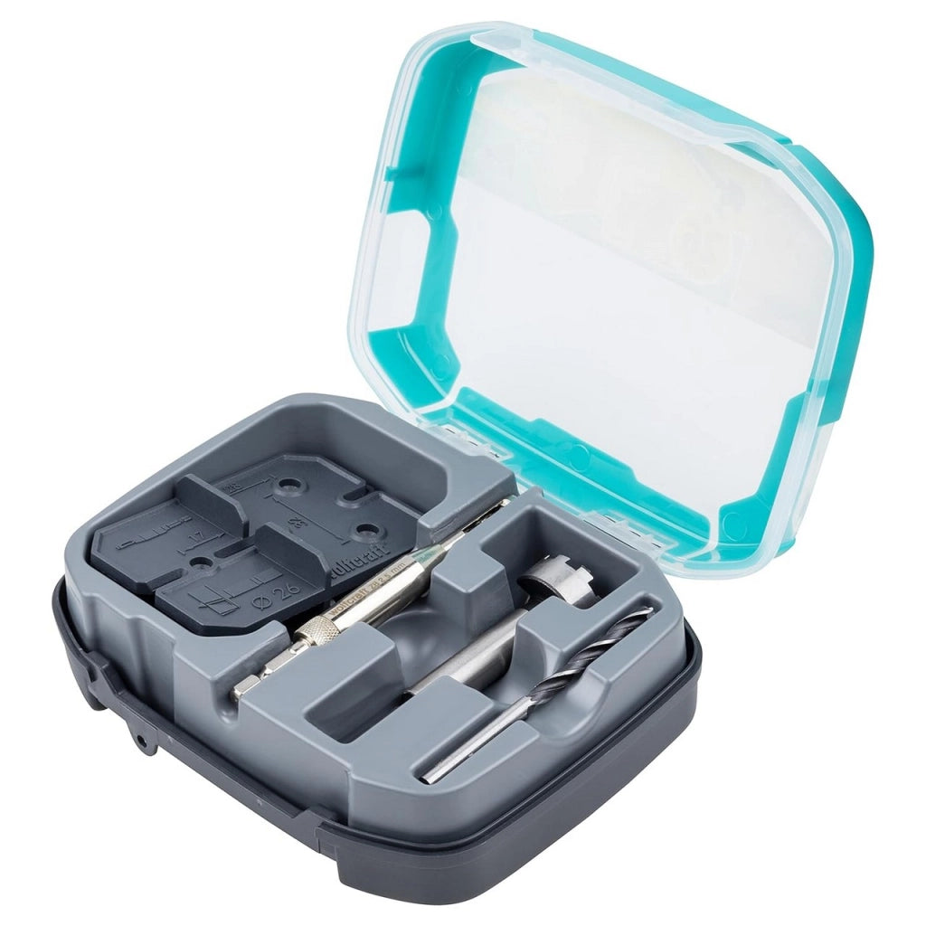 Wolfcraft Set di montaggio per montare facilmente cerniere da 26 mm - 4655000