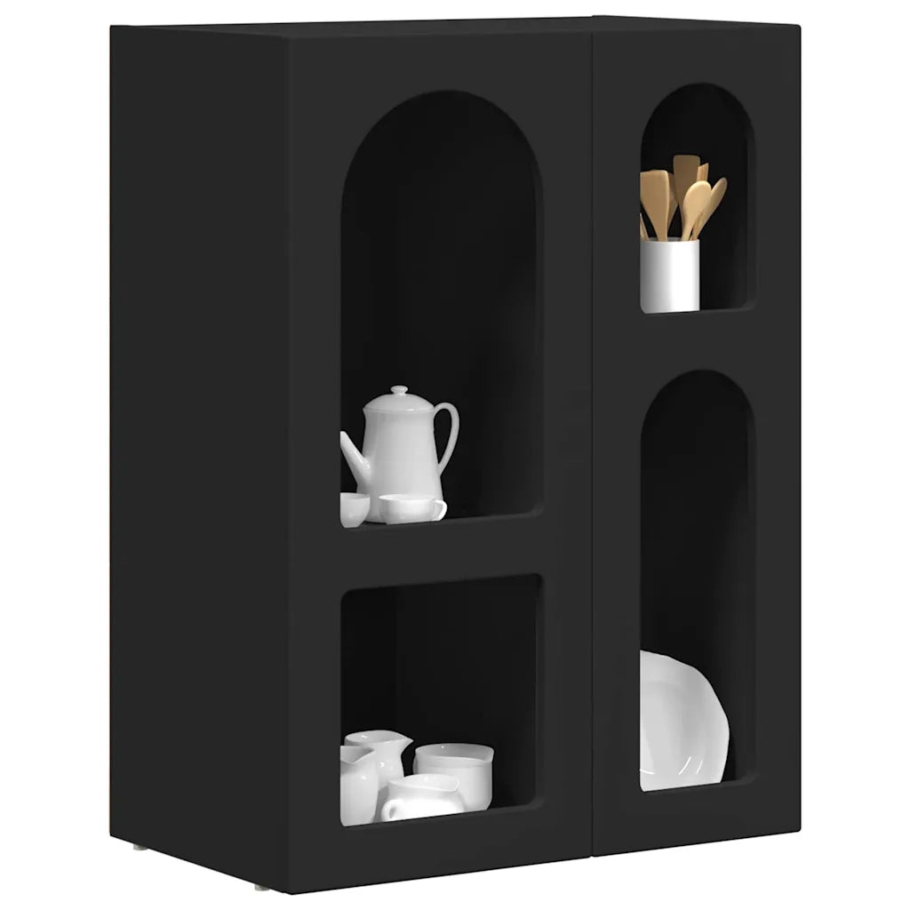 Credenza-Buffet-Armadio da cucina Nero 59 x 35 x 80.5 cm Legno multistrato
